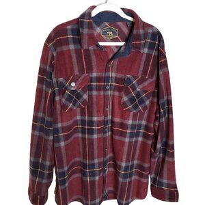 Freedom Foundry Men Size XXL Fleece Full Button Shirt Jacket Plaid Double Pocket